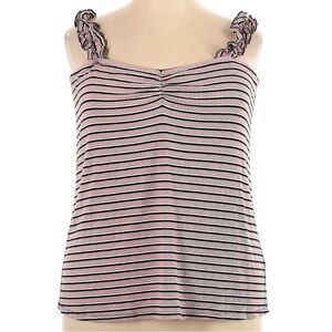 Eloquii Ruffle Knit Stretchy Stripes Cami Tank Top Blouse Plus Size 22 / 24